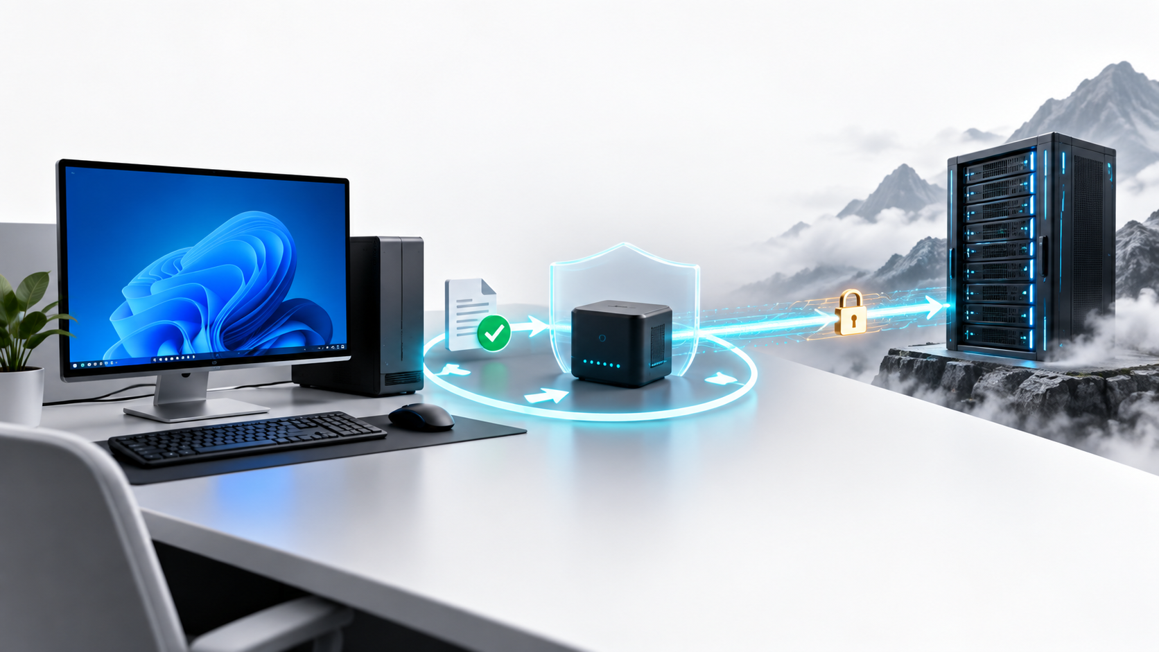 Windows-компьютер использует локальный прокси для подключения к удалённому серверу